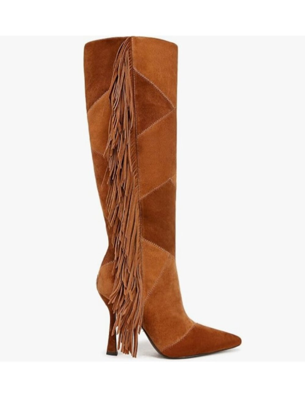 Sam Edelman Ellis Knee High Boot Patchwork Fringe 9.5